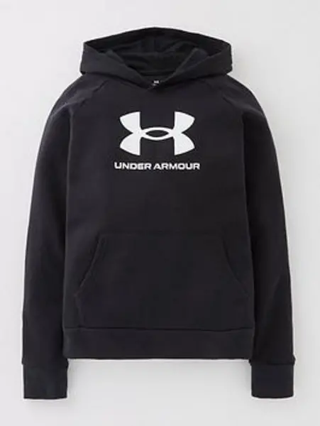 Image of Under Armour Junior Boys Rival Fleece Hoodie - Black/White, Size Xs
