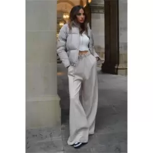 Image of I Saw It First Stone Premium Puffer With Drawcord And Short Hood - Grey