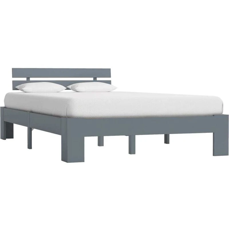 Image of vidaXL Solid Pine Wood Bed Frame Grey 120x200cm Double Bed Bedroom Furniture