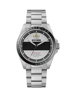 Image of Vivienne Westwood Vivienne Westwood Blackwall Gents Quartz Watch With Ivory & Black Dial & Stainless Steel Bracelet