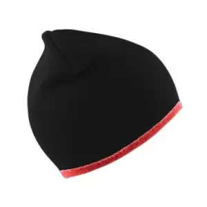 Image of Result Unisex Reversible Fashion Fit Winter Beanie Hat (One Size) (Black/Red)