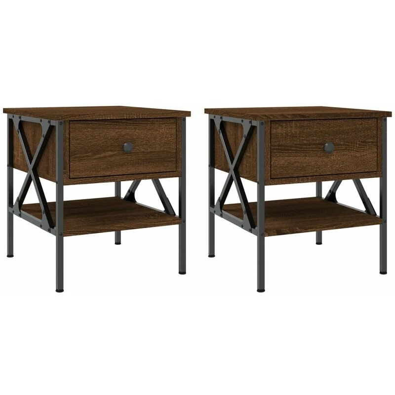 Image of VIDAXL Bedside Tables 2 pcs Brown Oak 40x42x45cm Engineered Wood Vidaxl 8720845939212