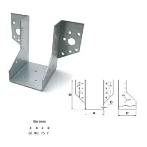 Image of Jiffy Timber Joist Hangers Decking Lofts Roofing Zinc Packs - Size 60x100x75x2mm - Pack of 5