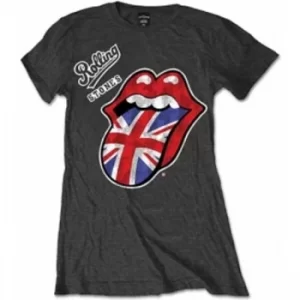 Image of Rolling Stones British Tongue Charcoal Ladies TS: X Large