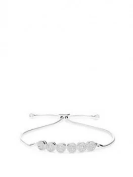 Image of Simply Silver Sterling Silver Cubic Zirconia Pave Round Toggle Bracelet