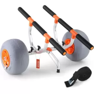 Image of VEVOR Heavy Duty Kayak Cart, 350lbs Load Capacity, Foldable Canoe Trolley Cart with 12'' Tires, Adjustable Carrier Width & Nonslip Support Foot, for