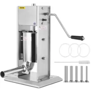 Image of VEVOR Sausage Stuffer 3L/7Lbs Sausage Maker with 5 Filling Nozzles Manual Sausage Stuffing Machine 2 Optional Speed Vertical Sausage Maker Kit For Hom