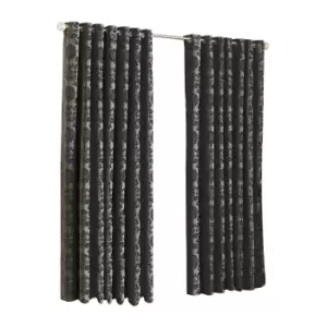 Image of Riva Home Hanover Ringtop Curtains (66x72 (168x183cm)) (Black)