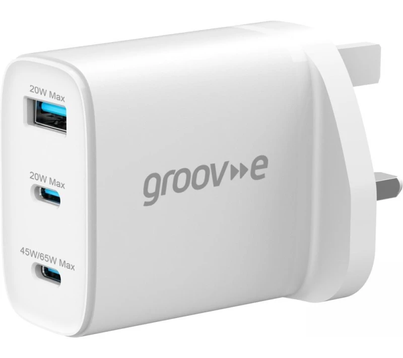 Image of GROOV-E GVMA109WE 65 W GaN USB Charger, White 5060108298490