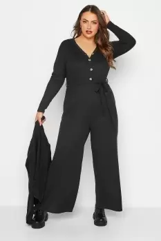 Image of Ribbed Wide Leg Jumpsuit