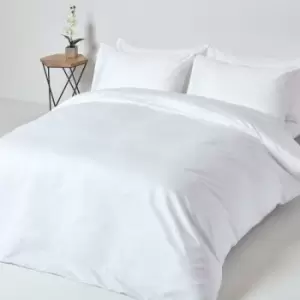 Image of White Egyptian Cotton Duvet Cover Set 1000 Thread Count, King - White - White - Homescapes