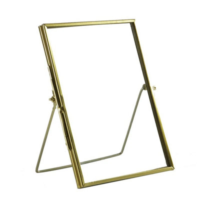 Image of Nicola Spring Standing Metal Photo Frame - 5" X 7" - Gold - Picture Frame Freestanding Frame Display Poster Frame