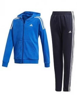 Image of Adidas Junior Boys Cotton Tracksuit - Blue