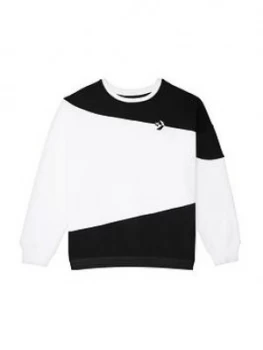 Image of Converse Oversized Rivalry Crew Sweatshirt - Black/White, Size S, Women