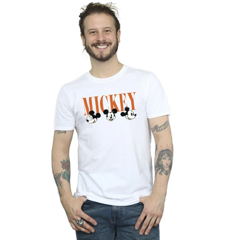 Image of Disney Men Mickey Mouse Faces T-Shirt in White Size: Small White S Male 5063153623590