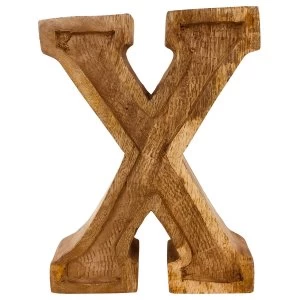 Image of Letter X Hand Carved Wooden Embossed