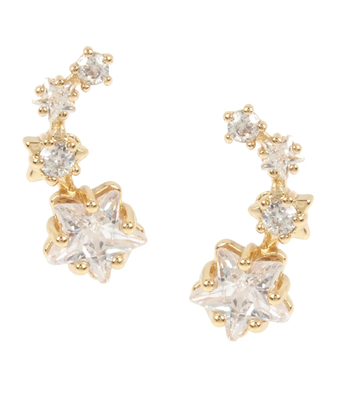 Image of Betsey Johnson Cubic Zirconia Shooting Star Crawlers Off White