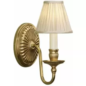 Image of Loops - Luxury Georgian Single Curved Arm Wall Light Solid Brass & Beige Organza Shade