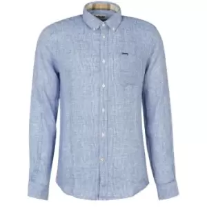 Image of Barbour Linton Tailored Linen Shirt - Blue