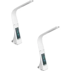 Image of 2 PACK Table Lamp Colour White Touch On/Off Dimming Clock LED 3.2W Included