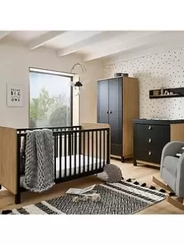 Image of Cuddleco Rafi 3 Piece Nursery Furniture Set - Oak And Black