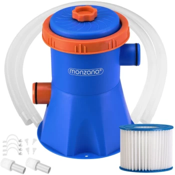 Image of Pool Pump 1140, 2280, 3400, 3800 L/h Flow Rate 15-90W Pump Output Hoses Filter Cartridge Filter Pump 15Watt 195x160x160 mm (de) - Monzana