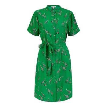 Image of Yumi Green Giraffe Print Shirtdress - Green