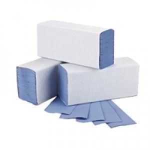 Image of 2Work Blue 1-Ply M-Fold Hand Towel 242x240mm Pack of 3000 2W71923