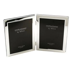 Image of 5" x 7" - Impressions Silver Plated Double Photo Frame