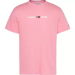 Image of Tommy Jeans Straight Logo T Shirt - Pink