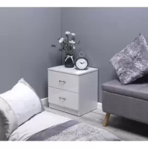 Image of Chilton 2 Drawer Bedside Cabinet - White Gloss - White Gloss