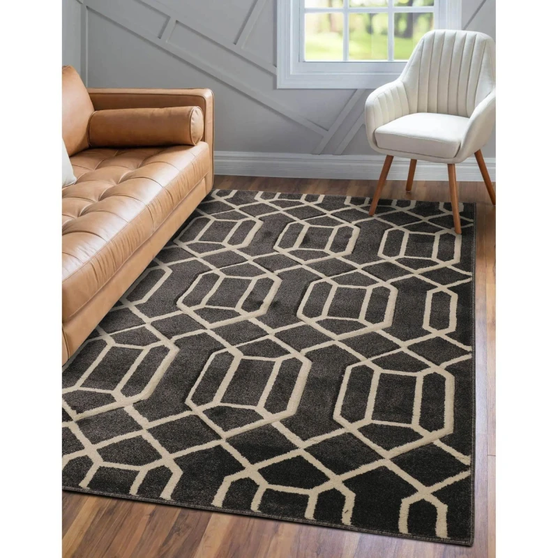 Image of Homemaker Newport Lattice Geometric Rug Charcoal - Homemaker - Size: 200X290 Charcoal 200X290 HR97604