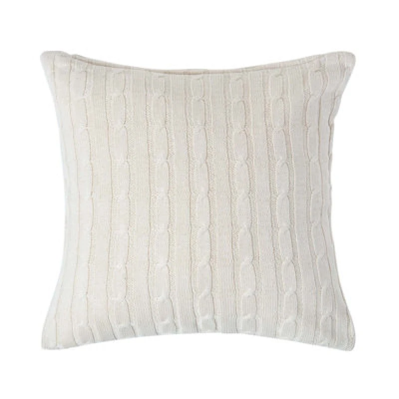 Image of Homescapes Cotton Cable Knit Cushion Cover, 45 x 45cm Natural