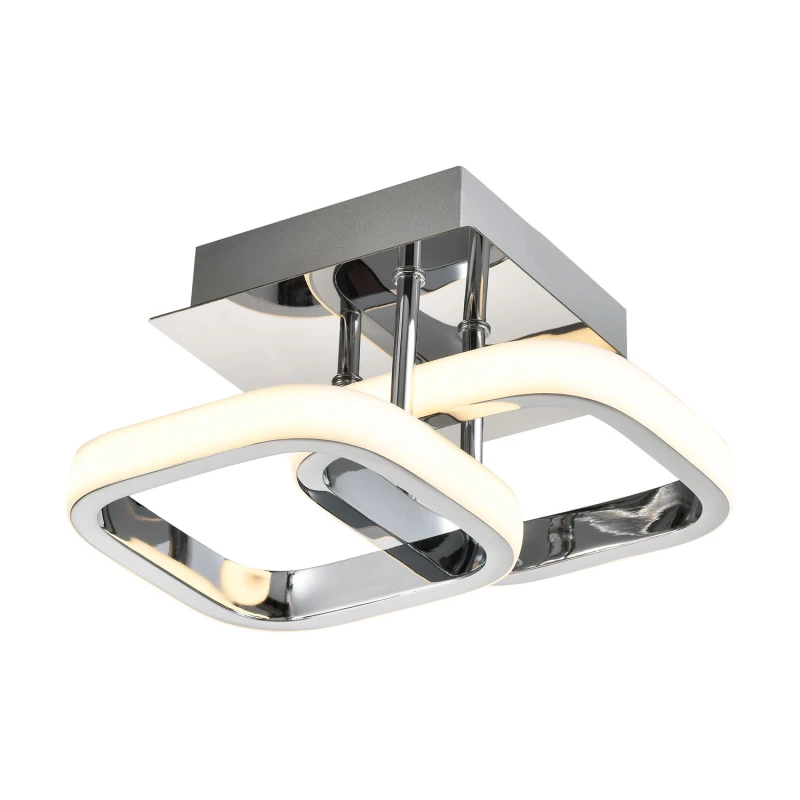 Image of Happy Homewares Contemporary Compact Double Head LED Chrome Ceiling Light Fitting in Silver Silver Unisex