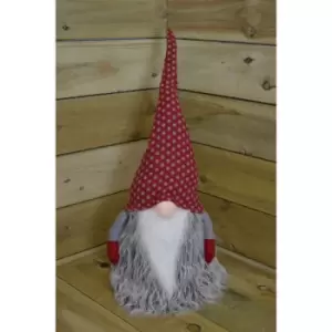 Image of Large 52cm Cuddly Gonk Indoor Christmas Decoration - Red Hat Grey Spots - Festive