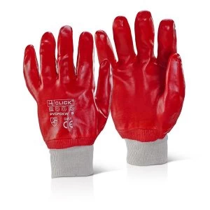 Image of Click2000 PVC Fully Coated Knitwrist 10 Gloves Red Ref PVCFCKWR10 Pack