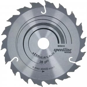 Image of Bosch Speedline Wood Cutting Saw Blade 150mm 18T 20mm