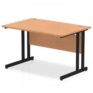 Image of Impulse 1200 x 800mm Straight Desk Oak Top Black Cantilever Leg