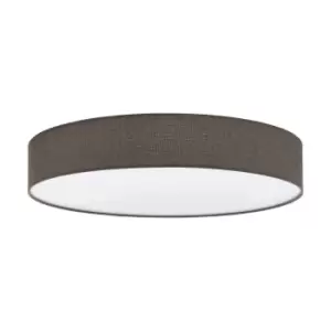 Image of Flush Ceiling Light Colour White Shade Brown White Fabric Linen Bulb E27 5x25W