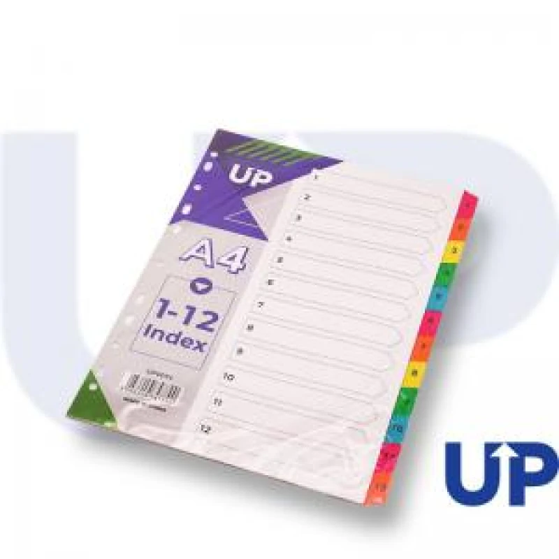 Image of UP Index White Multicolour Tabs 1 - 12