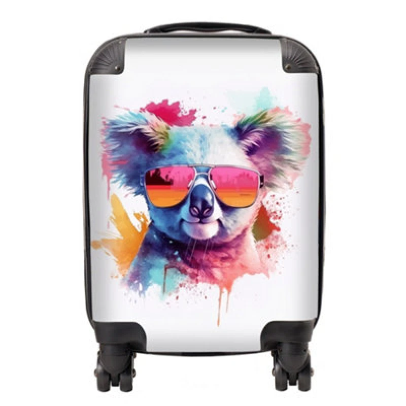 Image of Warren Reed Designer Colourful Splashart Koala In Glasses Suitcase - Small