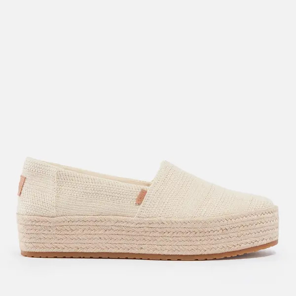 Image of TOMS Womens Valencia Metallic Canvas Flatform Espadrilles - UK 4 Beige Flats female 10020710 4