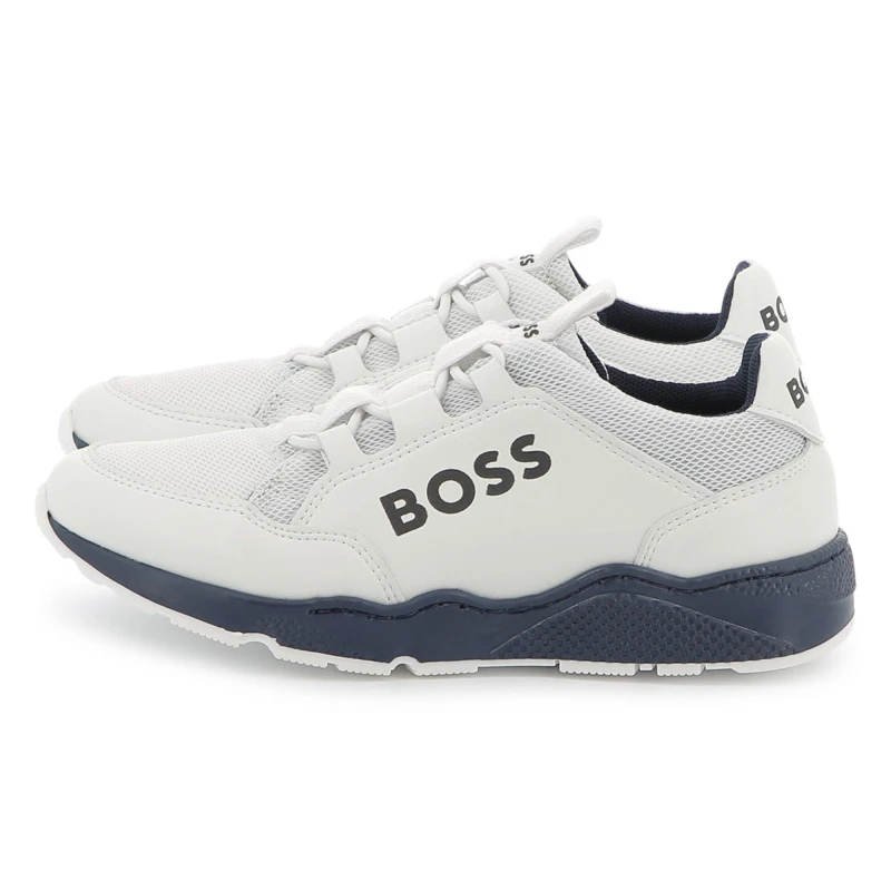 Image of Boss Boss Logo Trainers Juniors - White White 4