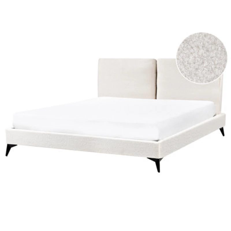 Image of Beliani Bed Boucle Melle 160 X 200 Cm (Eu King Size) Off-White