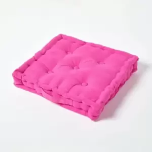 Image of HOMESCAPES Cotton Hot Pink Floor Cushion, 50 x 50cm - Pink