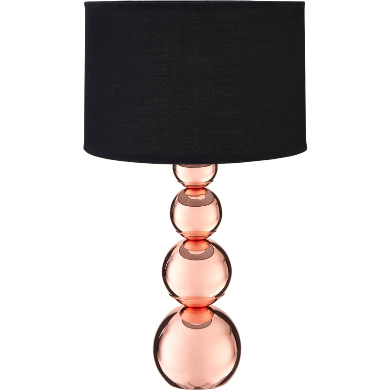 Image of Premier Housewares Interiors by Premier Cameo Black Shade EU Plug Touch Lamp Rose Gold