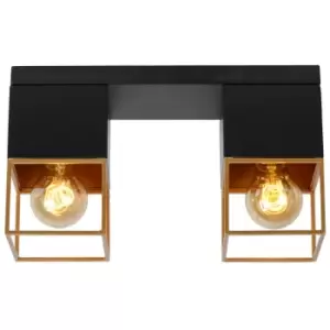 Image of Lucide RIXT - Flush Ceiling Light - 2xE27 - Black