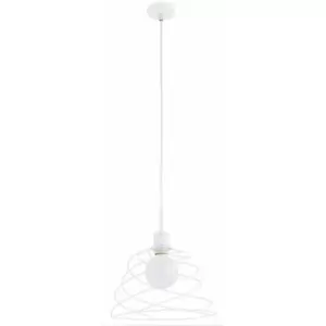 Image of Keter Lighting - Keter Fler Wire Frame Pendant Ceiling Light White, 30cm, 1x E27