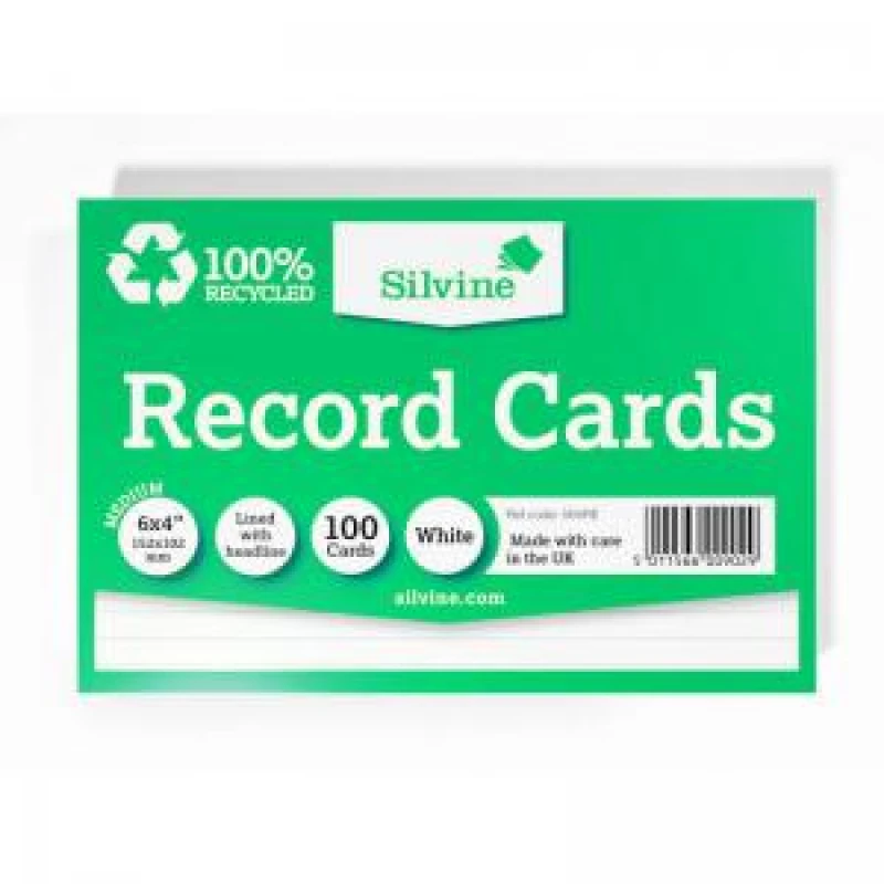 Image of Silvine Silvine 100 Recycled Flash Revision Cards 152 x 104mm Ruled (Pack 10) - 564RE 564RE