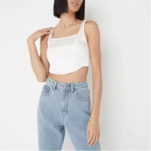 Image of Missguided Satin Square Neck Corset Top - White